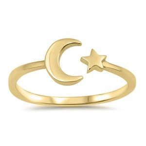 Sterling Silver Moon and Star Band Ring